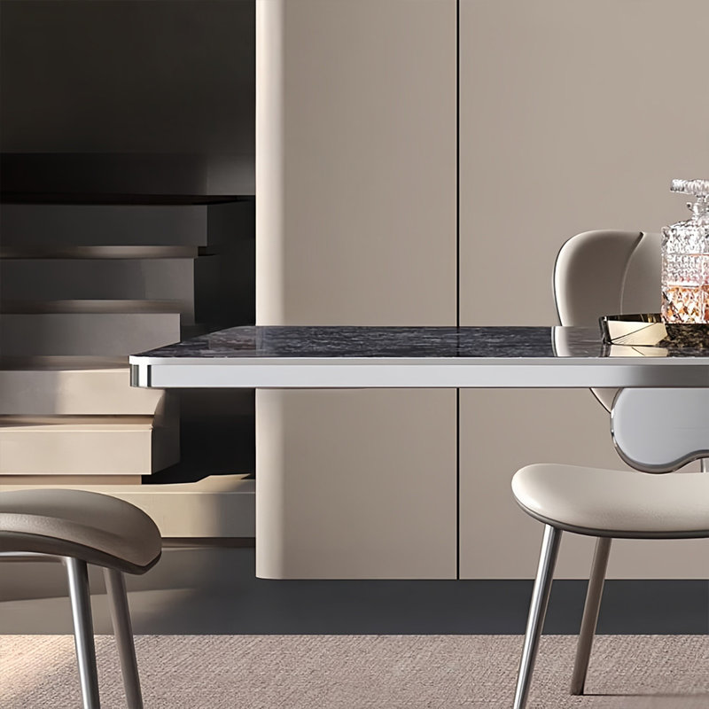 Modern Luxury Rectangular Rock Slab Dining Table, 29.5"H x 55.1"L x 31.5"W