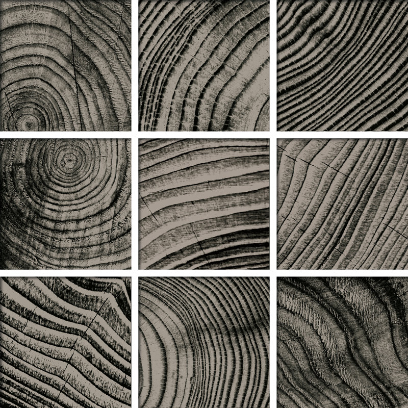 Recollect 4" W x 4" L Glass Wood Look Tile Mosaic Sheet, Gray