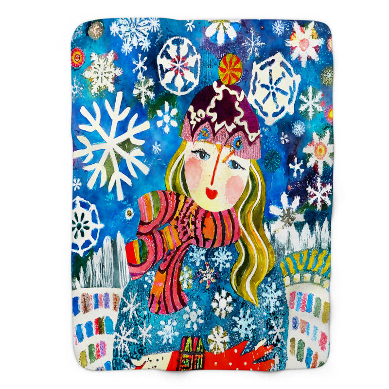 Motif Groovy - 1 pièce Sherpa Premium, Lit simple, Bleu / rouge / blanc abstrait