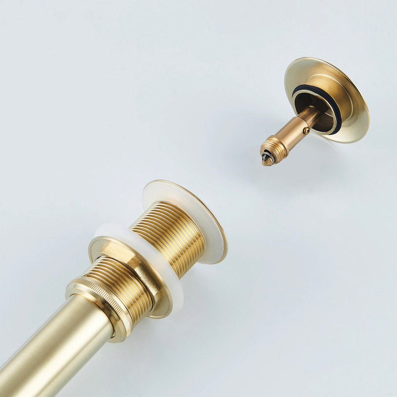 Standard Pop-Up Bathroom Sink Drain Without Overflow, Brushed Gold
