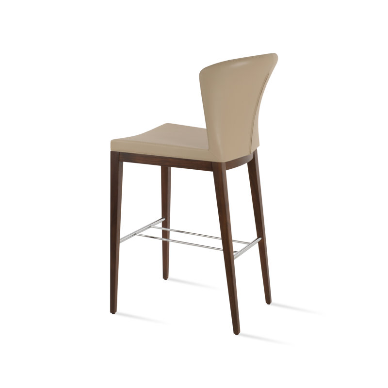Capri High Back Counter & Bar Wood Stool, American Walnut, Bar Stool (29" Seat Height), Wheat
