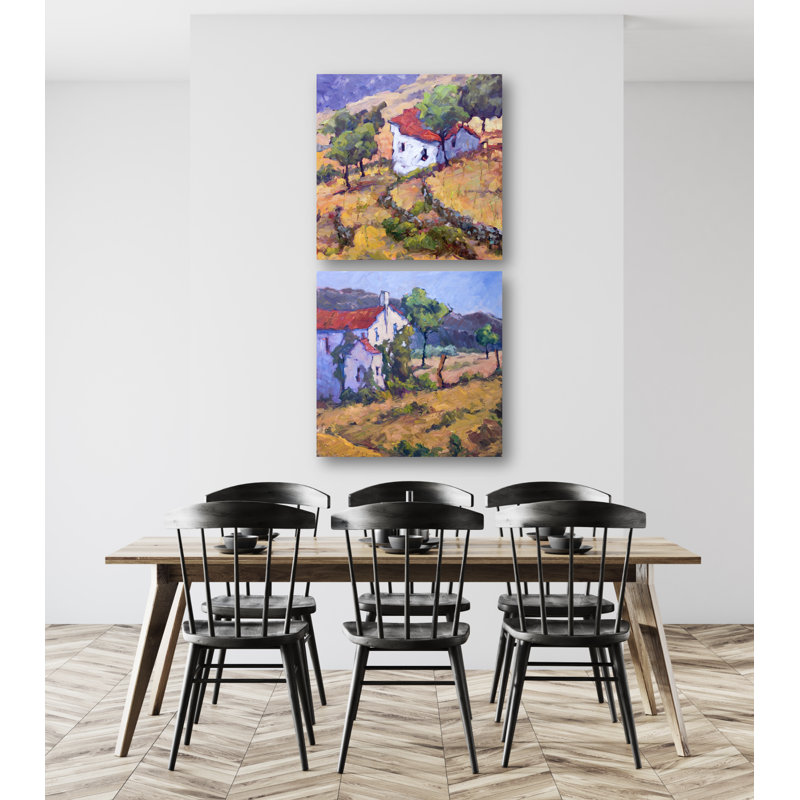 Hillside Set by John Beard - Artist Enhanced Canvas Print, Black Floater Framed, 40" W x 40" H x 3" D