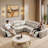 Oversized Power Reclining Leather Sectional Sofa With Console And Dual Recliners For Living Room Beige-123918594