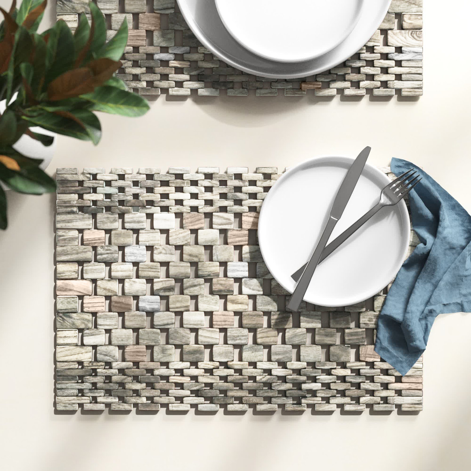 Solace Reversible Placemat, Rosewood with White Wash Finish