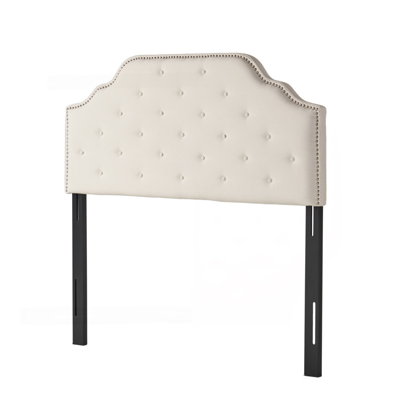 Tufted Upholstered Headboard Queen Size, Solid Wood Head Board With Durable Metal Legs, Adjustable Height Queen Headboard With Nailhead Trim,Fabric Headboard In Modern Button Tuffted Design