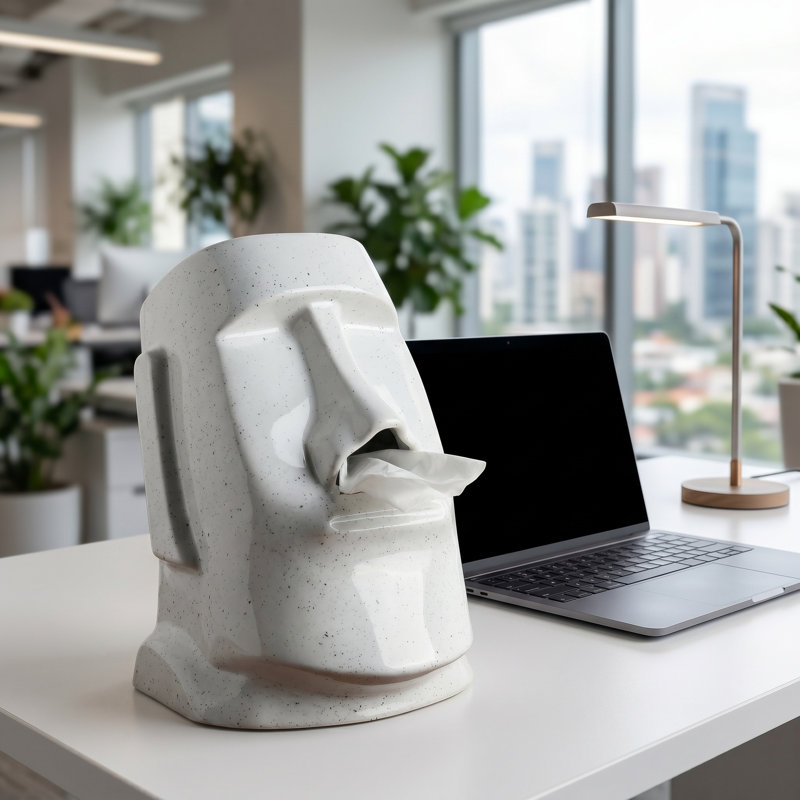 Couvercle de boîte à mouchoirs en céramique Moai