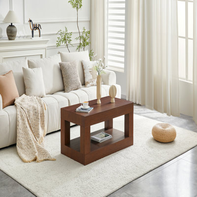 2-Tier Rectangle Coffee Table - Open Storage, MDF - Modern