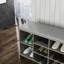Banc à chaussures avec coussin et tiroir pour clés pour la laisse pour animaux de compagnie, 9 compartiments, bottes hautes à compartiments latéraux, panneau de particules gris, lunettes de soleil à clés multifonctionnelles 19,3 H, 10 compartiments, 11,8 W