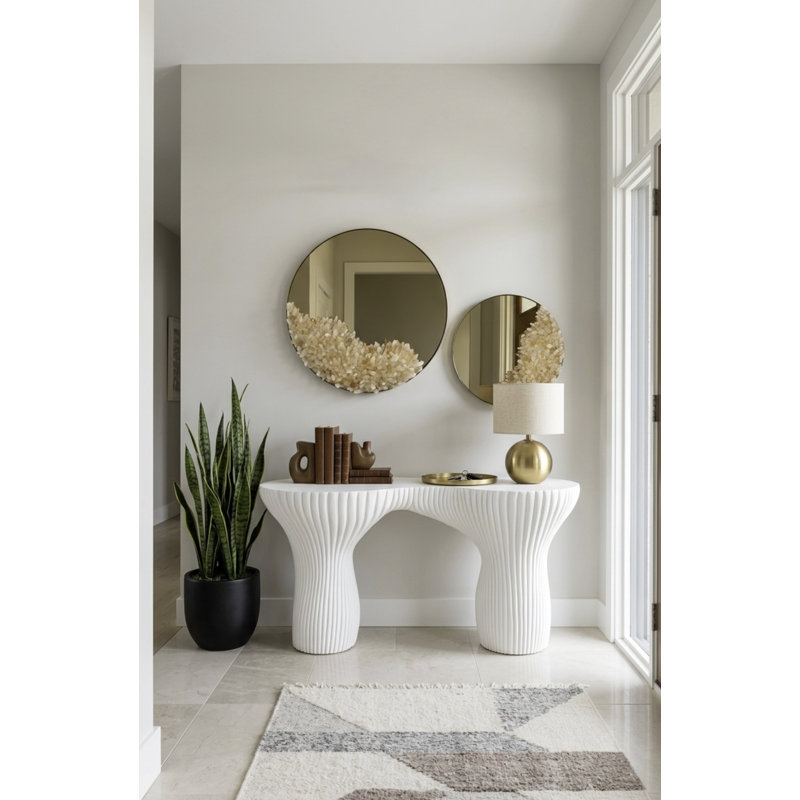 Cadence Console Table, White Stone, White Stone