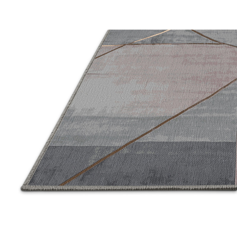 Machine Washable Gray Area Rug, Square 3'