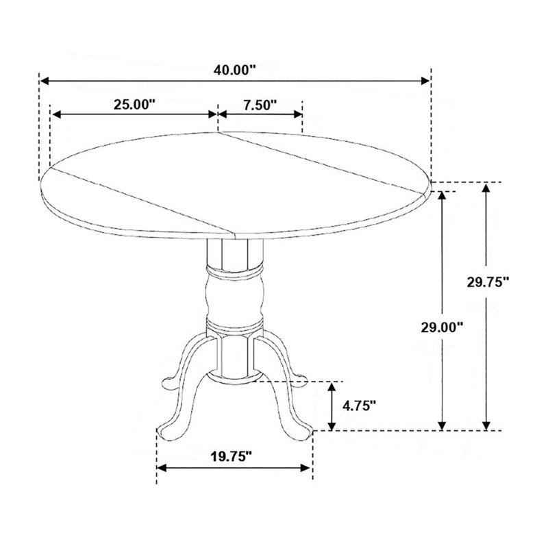 Round 40-Inch Drop Leaf Extension Dining Table