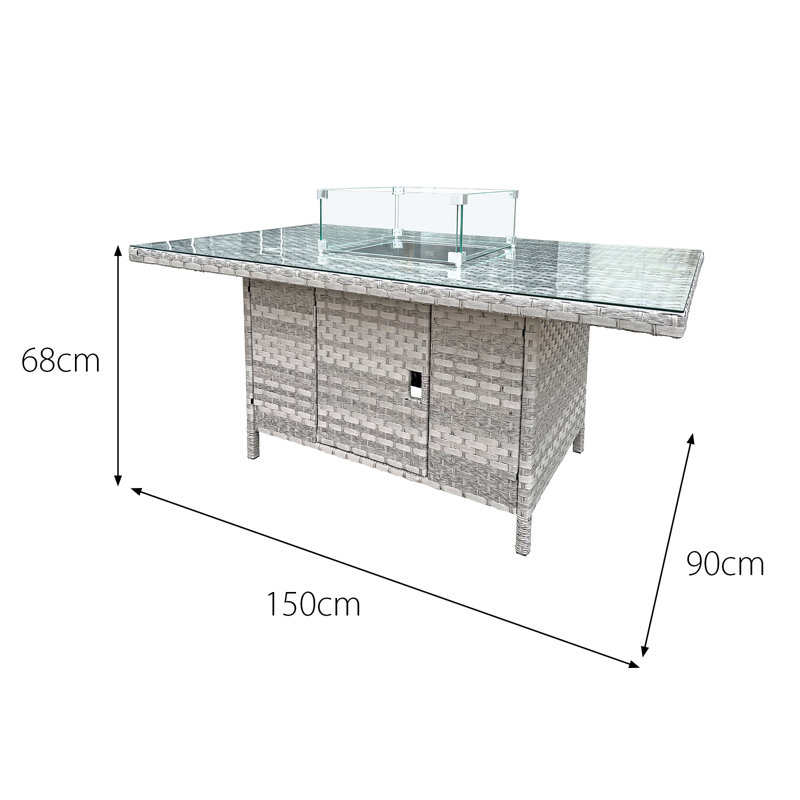 Rattan Firepit Table in Dove Grey
