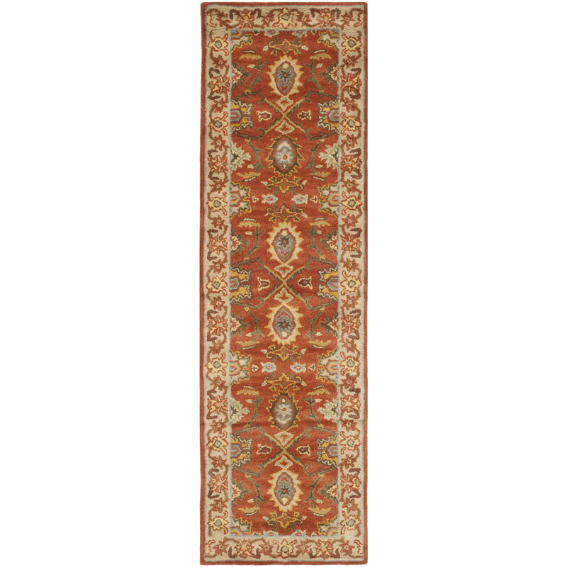 Tapis oriental rouille / beige en laine touffeté à la main Cranmore, Tapis de couloir 2 pi 3 po x 8 pi