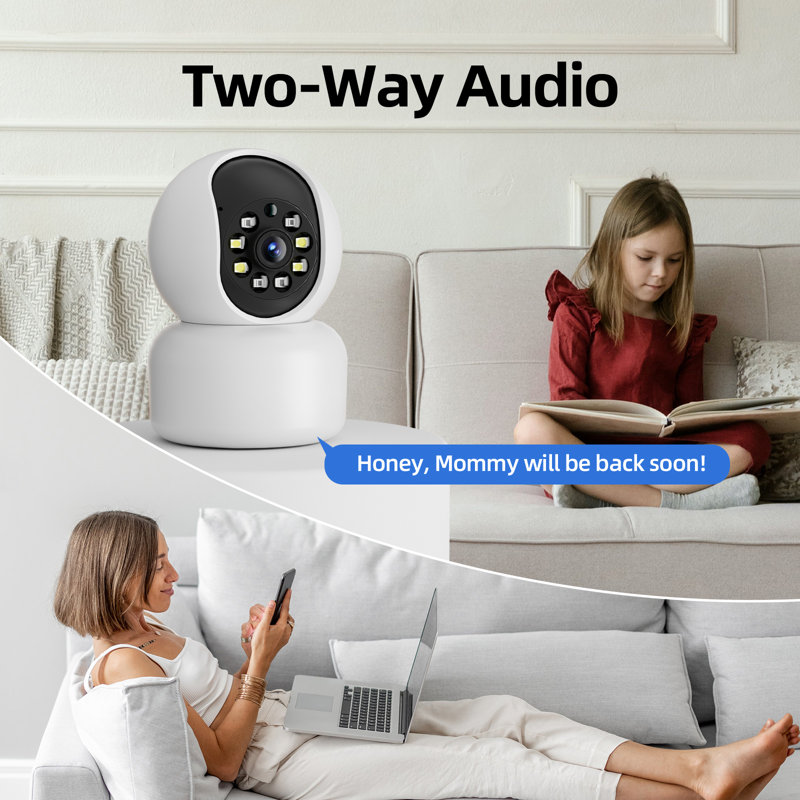 Caméra de sécurité intérieure 1 080 P avec WiFi 2,4 G / 5 G, vision nocturne en couleur, audio bidirectionnel, suivi de mouvement