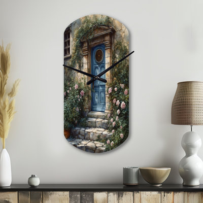 Porte de jardin damarques - Porte de jardin bleue et verte - Horloge murale asymétrique