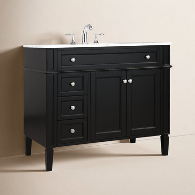 Rivers 40'' Single Bathroom Vanity with Carrara Marble Top