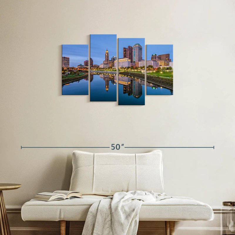 Keesha Columbus Skyscrapers Reflection, 22" H x 36" W