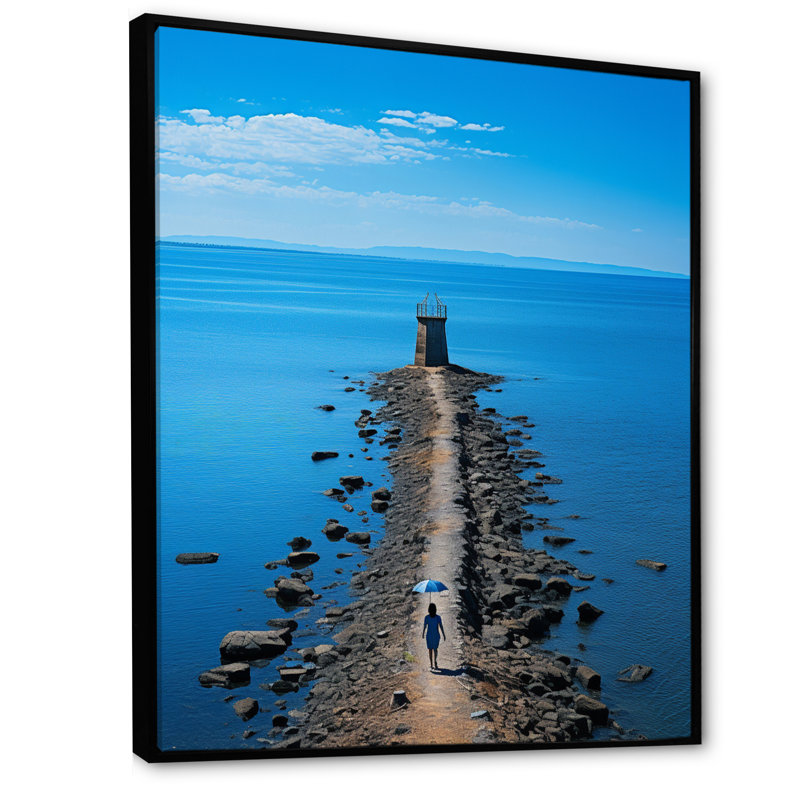 «Coastal Seaside Stroll I» sur toile, H 20 po x l 12 po x P 1 po, Cadre flottant noir