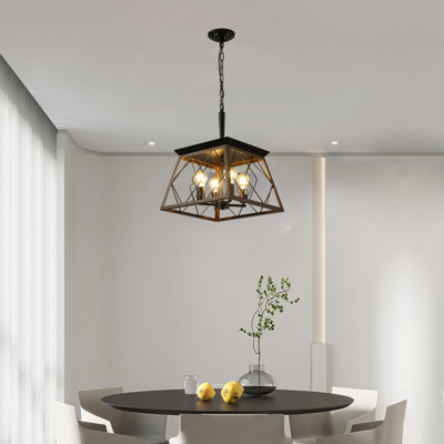 Lustre suspendu industriel 16 lumières à 4 lumières, cage moderne en métal, luminaire suspendu réglable pour la salle à manger, la cuisine et le salon (sans ampoules)