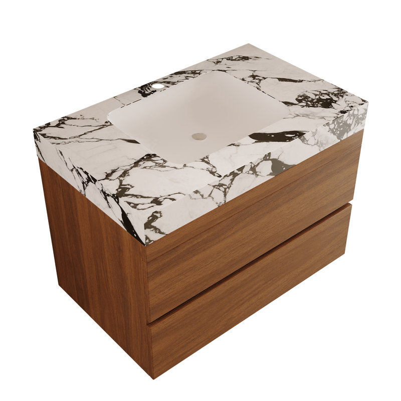Meuble-lavabo compact compact avec faux lavabo en marbre pour petits espaces