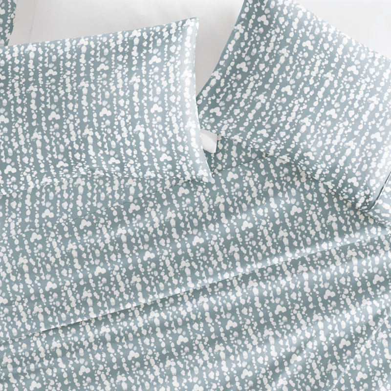 4 Piece Delicate Details Pattern Sheet Set, Full Sheet Set with 2 Standard Pillowcase, Blue/White Striped