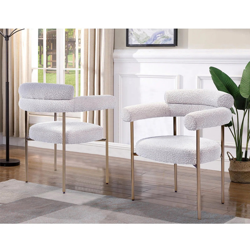 Jalon Upholstered Dining Chair, Gold/Creamy White