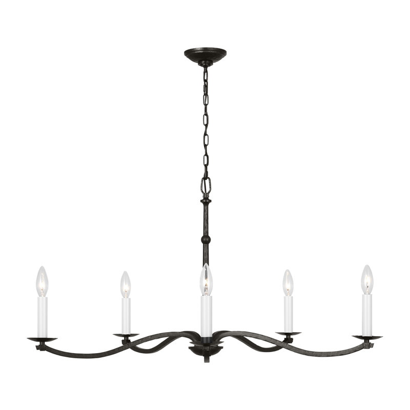 Chapman & Myers Ifiye Dining Room Chandelier In Aged Iron Finish, 5 Lights, 18.5" H x 36" W x 36" D
