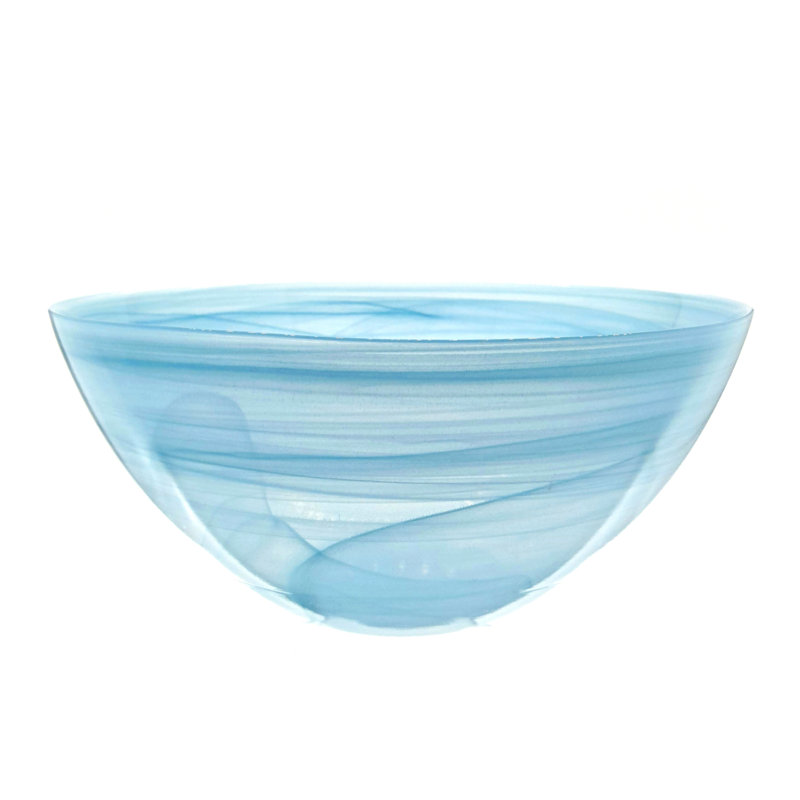 Orren Ellis Glass Serving Bowl, Turquoise, 4.5" H x 10" W x 10" D