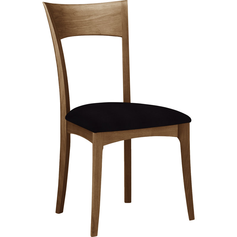 Chaise d'appoint Ingrid, Noyer naturel, Cuir ébène
