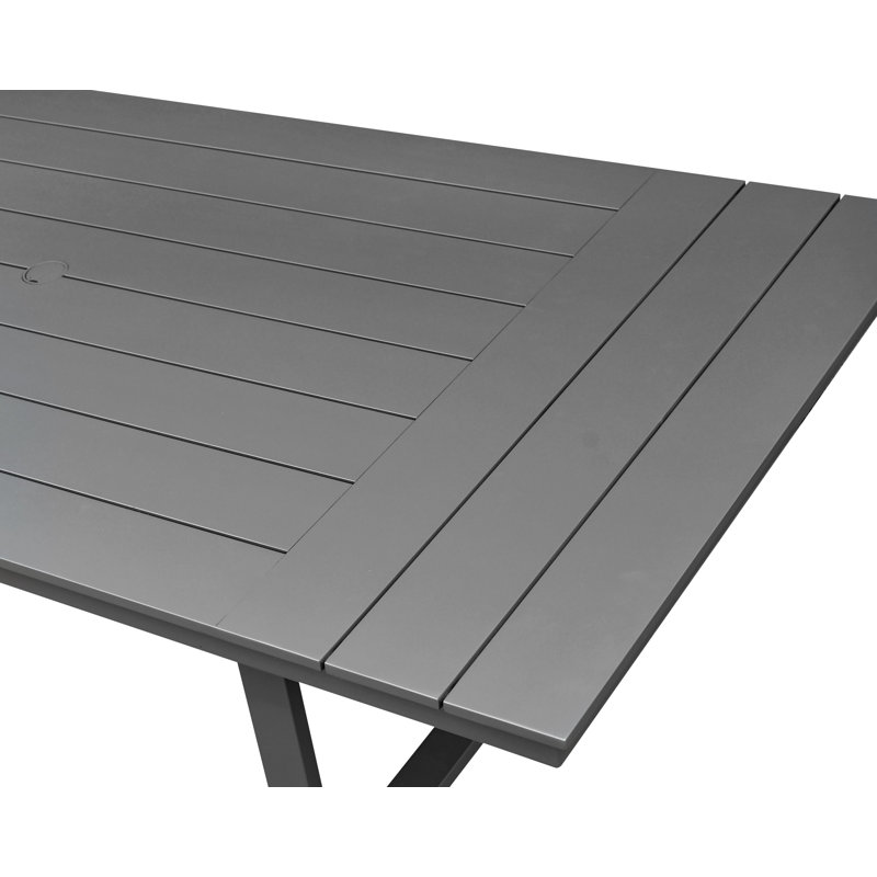 Table de salle à manger d'extérieur en aluminium Aulander, moka