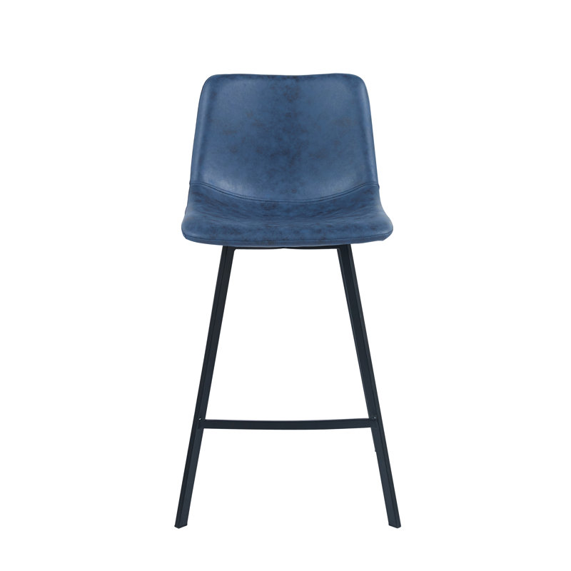 Dasha Microfiber Counter Stool with Metal Legs, Blue