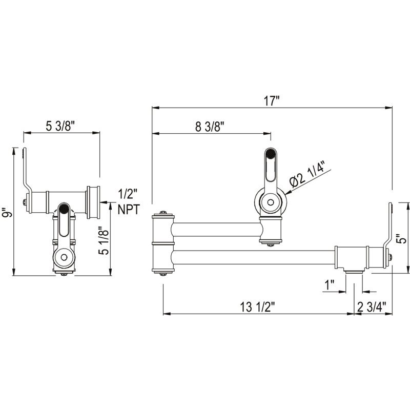 Armstrong™ Pot Filler, Unlacquered Brass