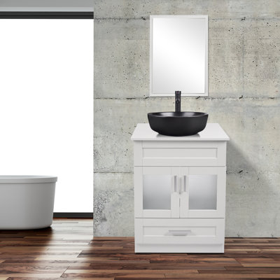 Arza 24'' Single Bathroom Vanity with Solid Surface Top with Mirror