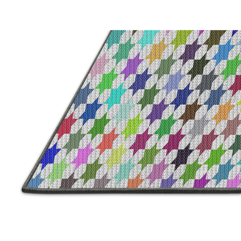 Tapis gris/vert/rouge à motifs, Rectangle 2 pi x 4 pi