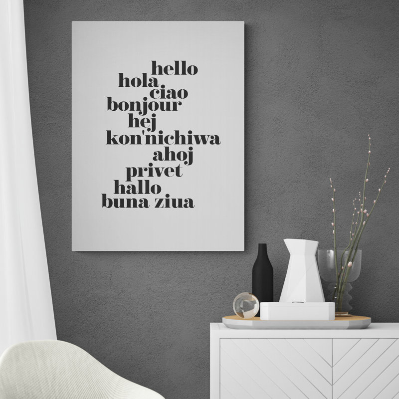 Hello Translated 1 Piece Wrapped Canvas Wall Art, 41cm H x 31cm W