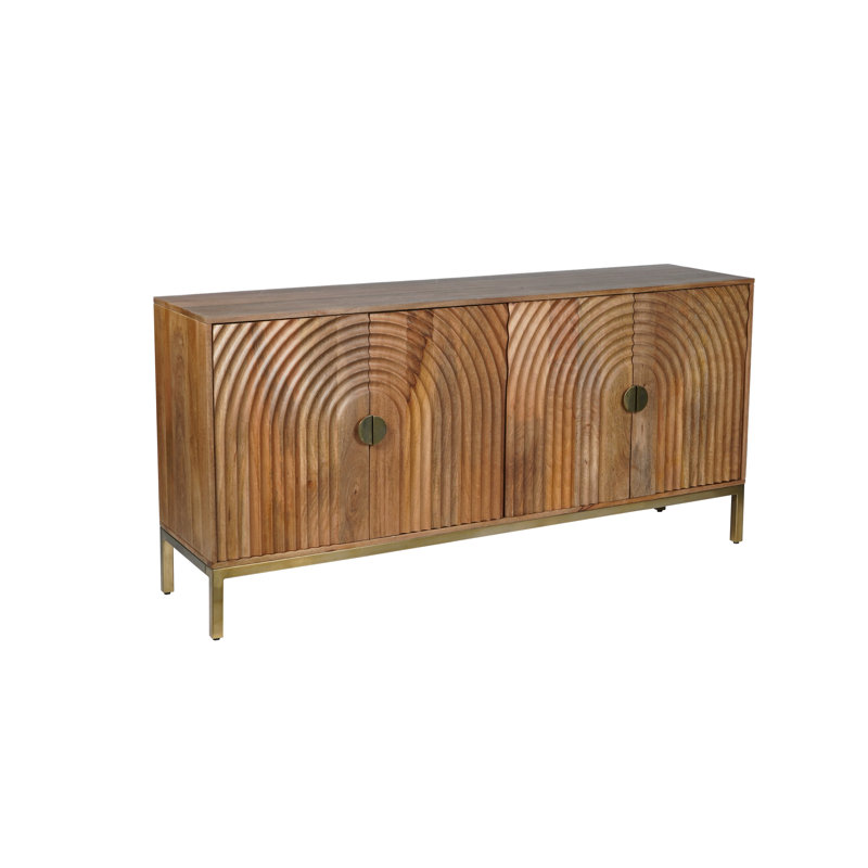Haeun 69" Solid Wood Mid-Century Modern Curved Arch Sideboard Cabinet
