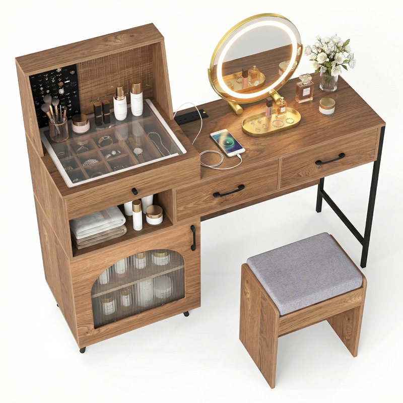 Dressing Table, Brown/Black