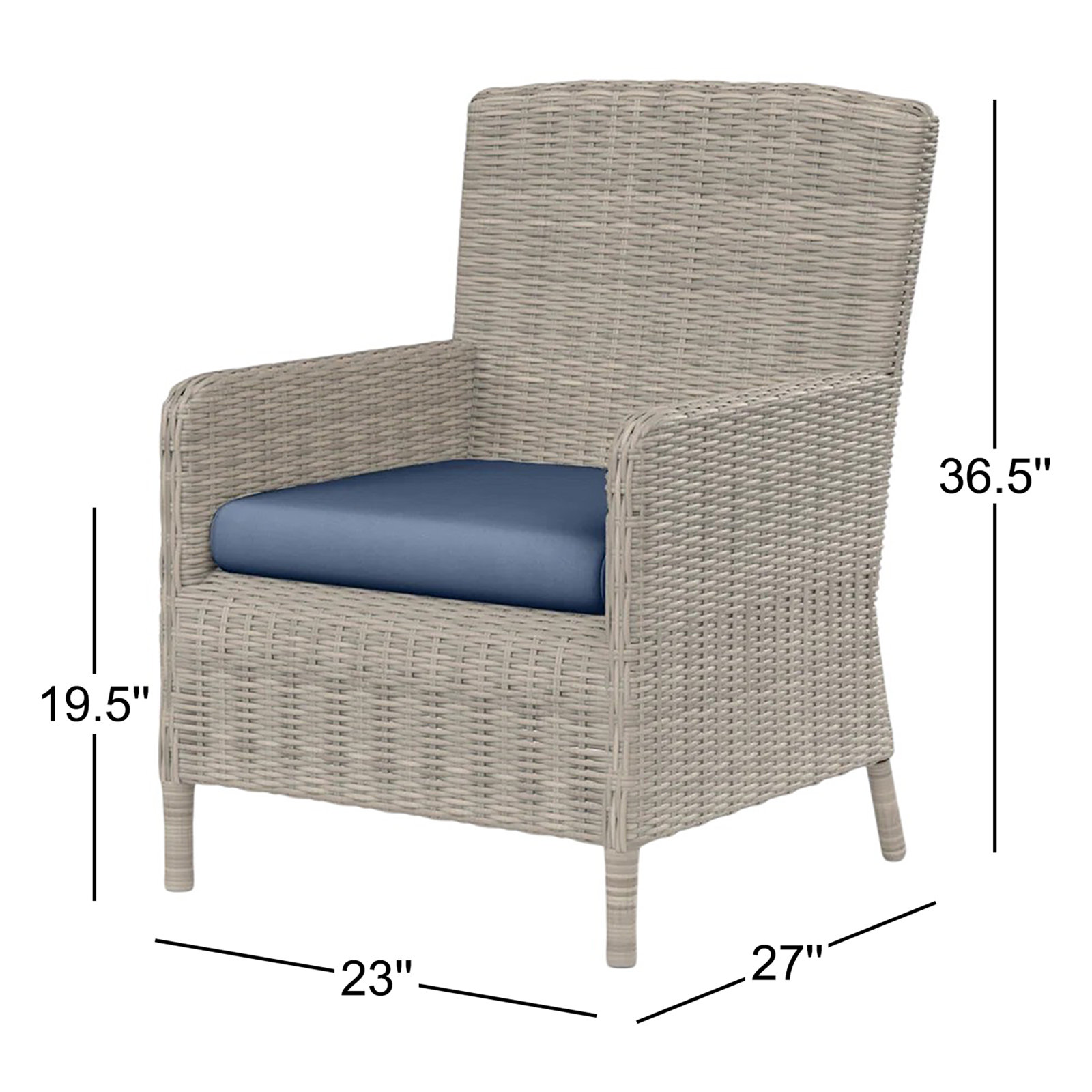Manhattan Premium All-Weather Wicker Outdoor Dining Armchair with Cushion, Spectrum Indigo Sunbrella®