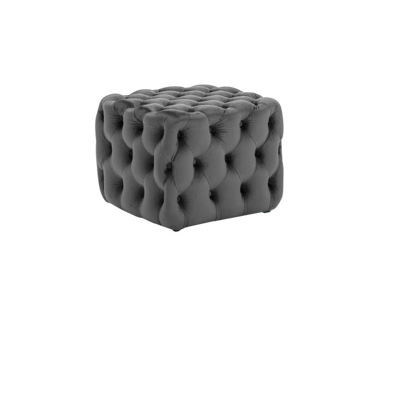 Crooks 75cm Wide Tufted Square Ottoman, Grey