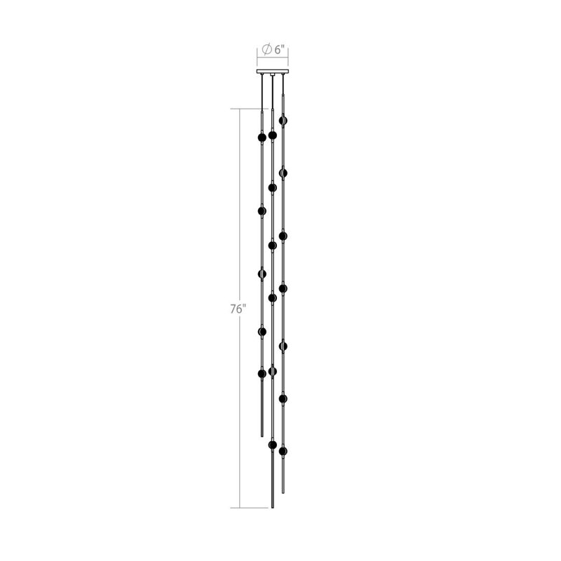 Constellation Andromeda Satin Nickel 76" LED Cluster Pendant with Crystal Accents