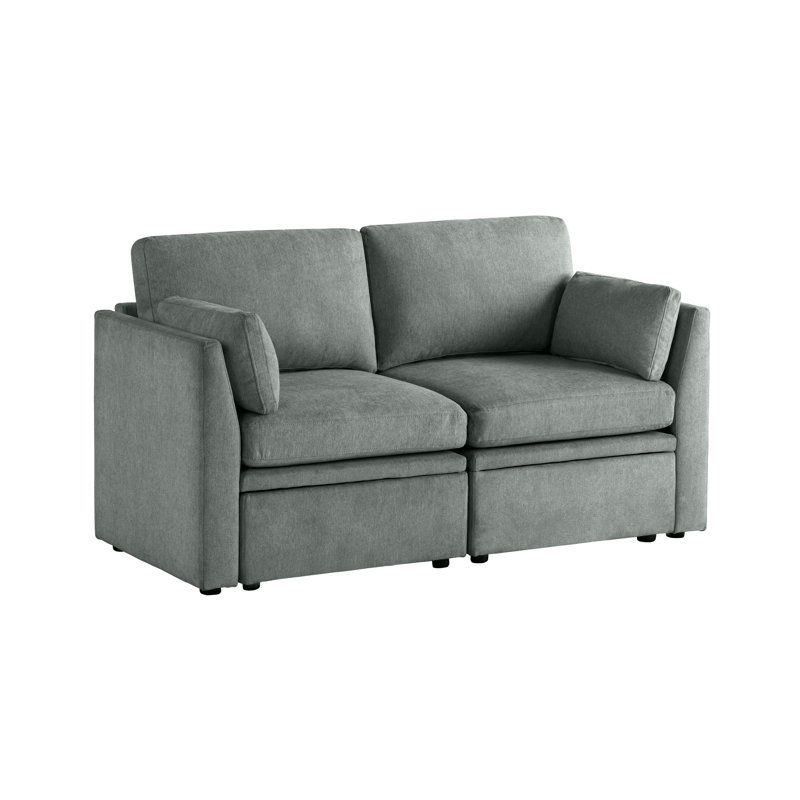 Causeuse modulaire en tissu 2 pièces, Velours vert sauge