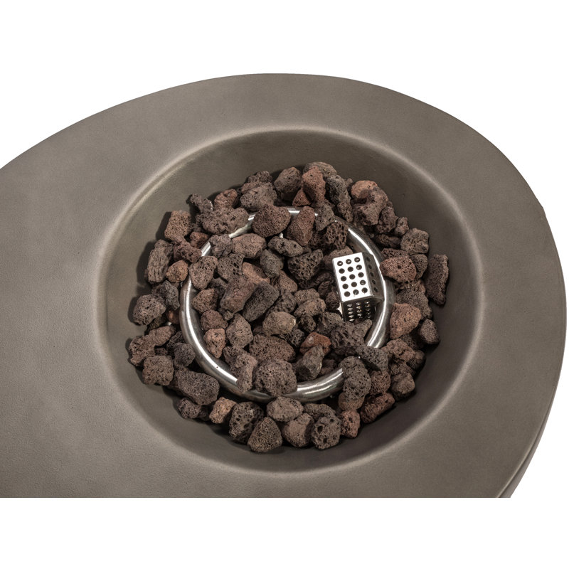 Verlie Polyresin Propane Fire Pit, Dark Grey