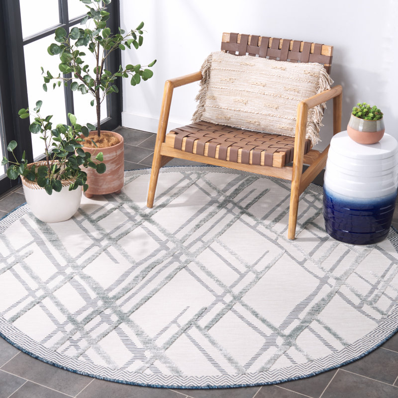 Corando Performance Geometric Indoor/Outdoor Area Rug, Round 6'5"