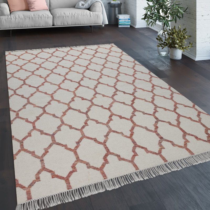 Slaytonville Machine Woven Wool/Cotton Yellow/Grey/Red Rug, Rectangle 60 x 110cm