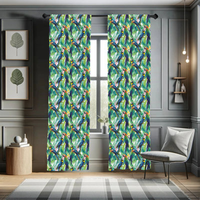 Birds Floral Semi-Sheer Rod Pocket Sliding Panel