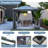 Patio Hardtop Steel Gazebo with Polycarbonate Roof, Curtains and Netting-94003062-94003060