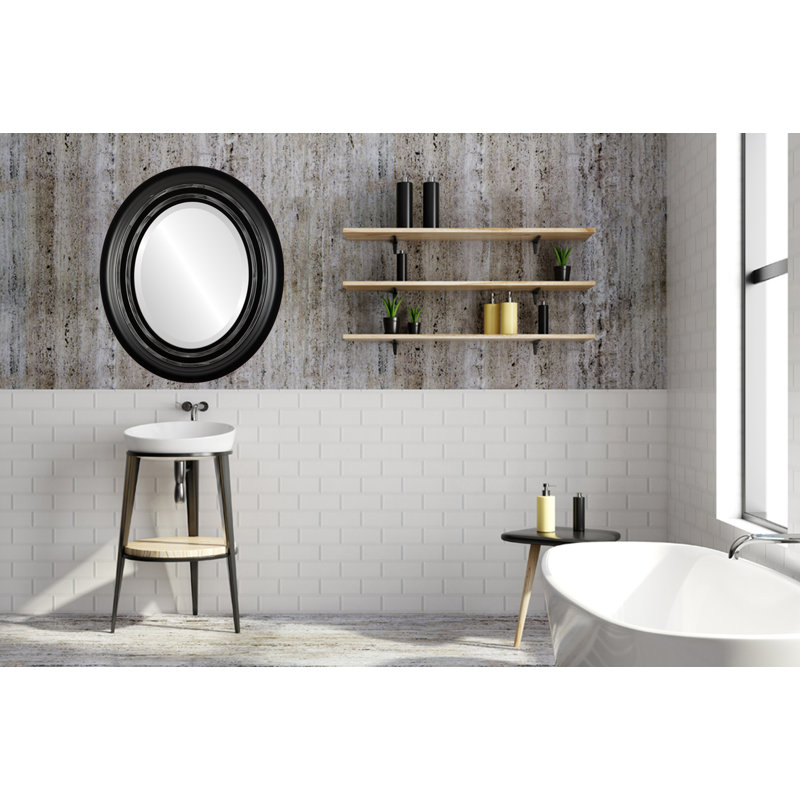Miroir d’appoint biseauté côtier Pinter, 36 po x 26 po, Noir / argent