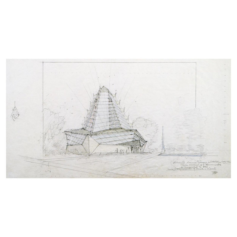 «Beth Sholom Synagogue Elkins Park PA 1954» par Frank Lloyd Wright - estampe numérique, H 32 po x l 40 po