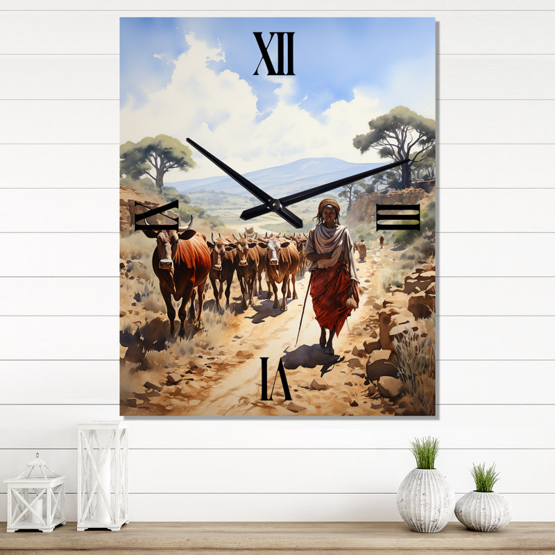 Jadean - Horloges murales tribus d'Afrique, H 28 po x l 12 po