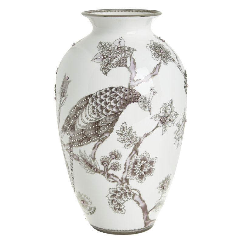 Pavo Bone China Table Vase, Silver